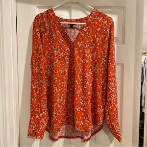 Ann Taylor long sleeve floral top, large